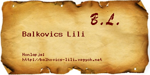 Balkovics Lili névjegykártya